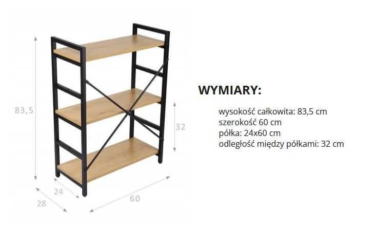 Regał Loft Industrialny Metal Drewno