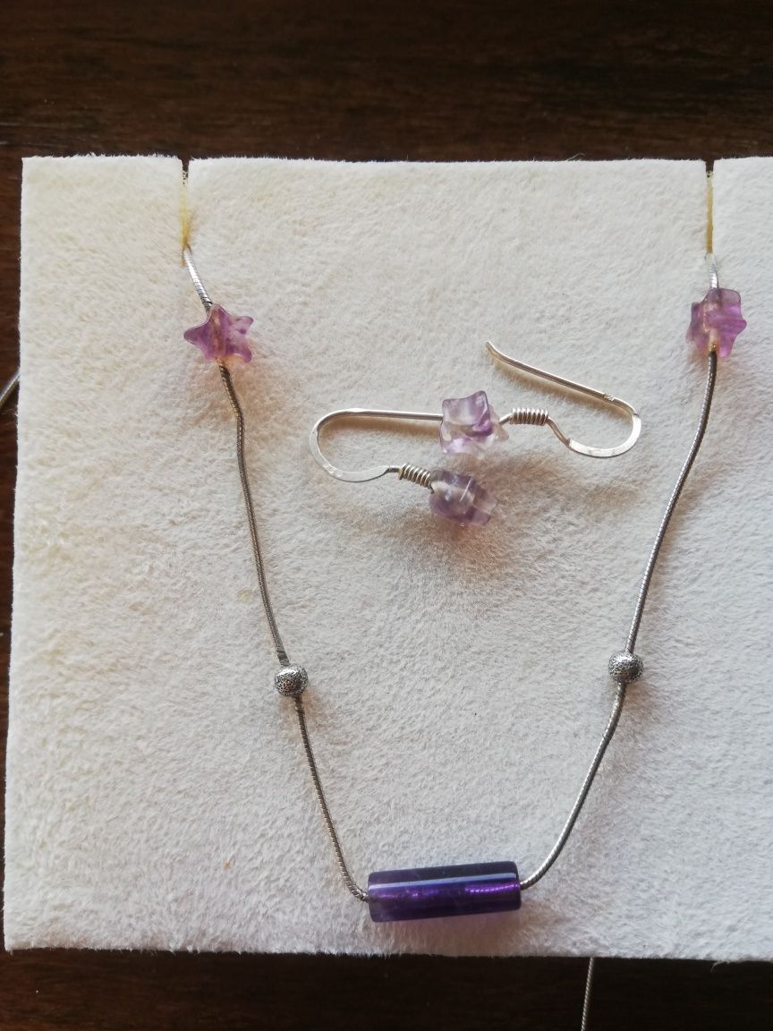 Conjunto colar e brincos de prata 925