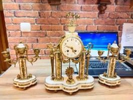 Zegar kominkowy brąz złocony antyk XIXwiek Empire