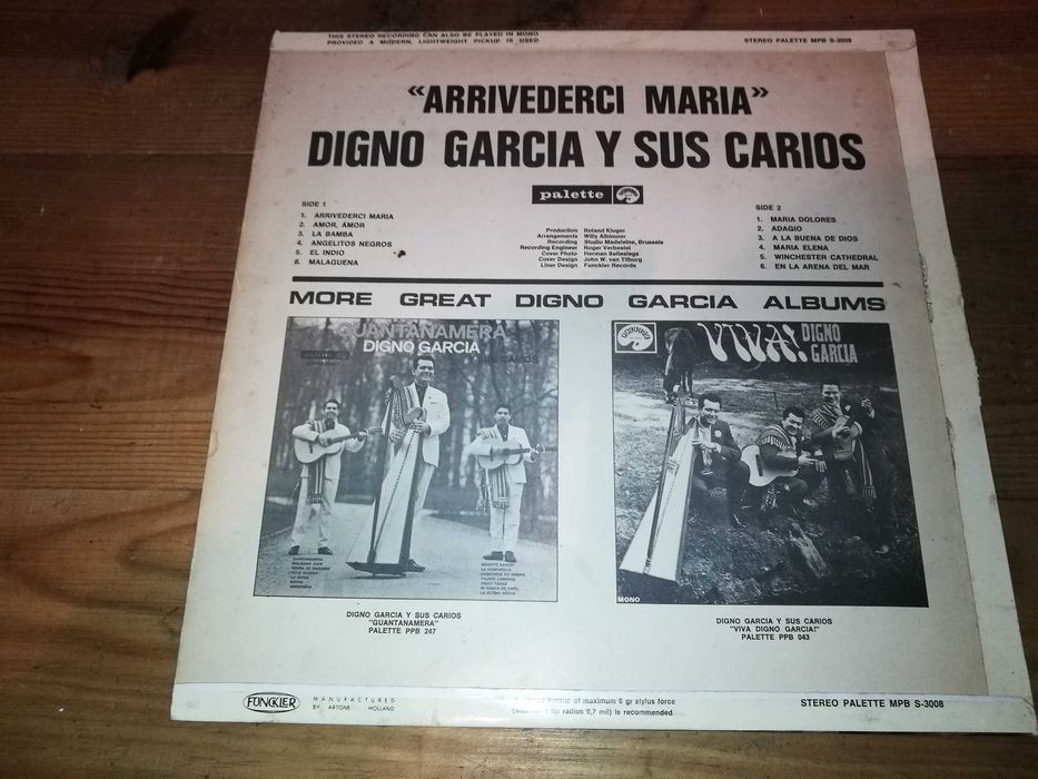 Digno Garcia Y Sus Carios - Arrivedercci Maria LP