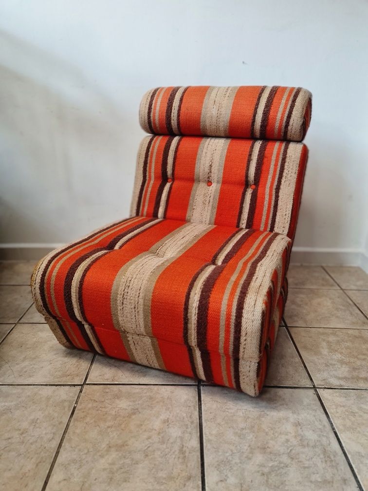 Fotel rozkładany, sofa jednoosobowa lata 70.vintage design,Mid-century