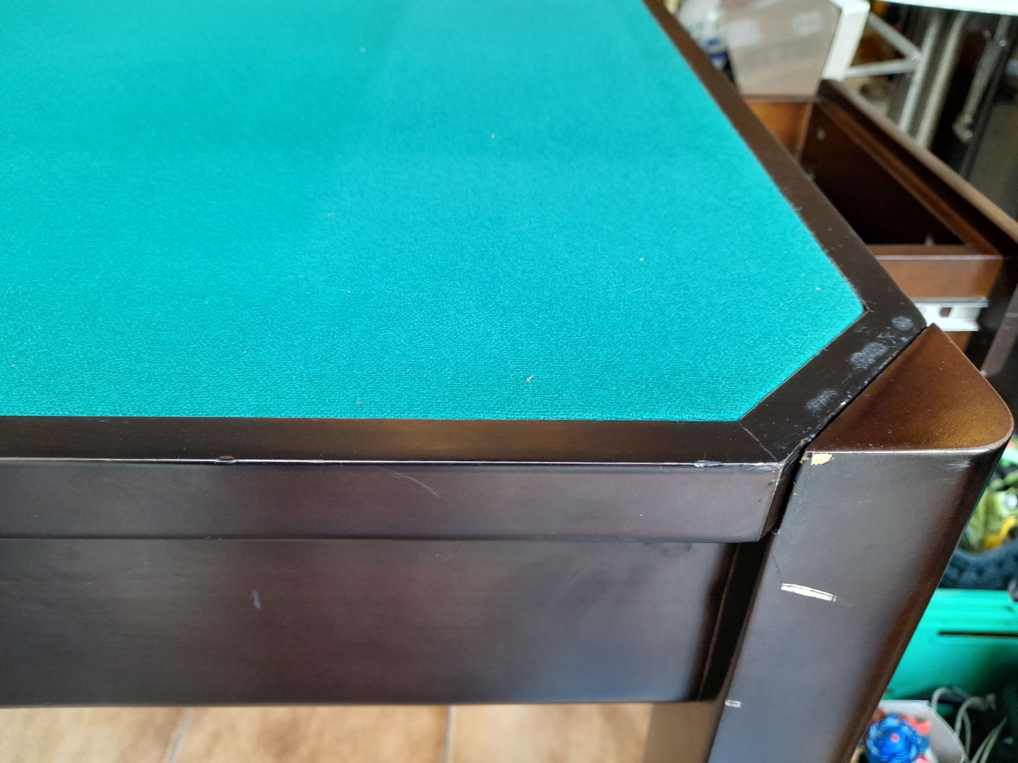 Mesa de jogo em madeira - tampo reversível e com 2 gavetas - Damas