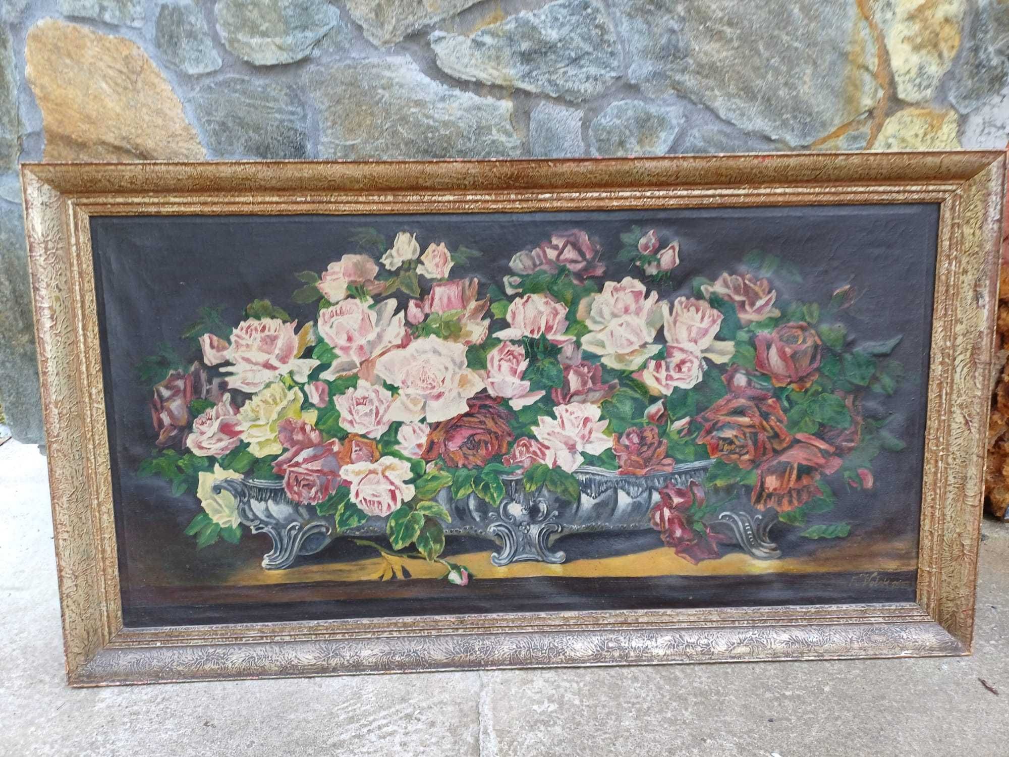 Stary obraz plótno w ramie z 1931 roku Karkonowski malarz sygnowany