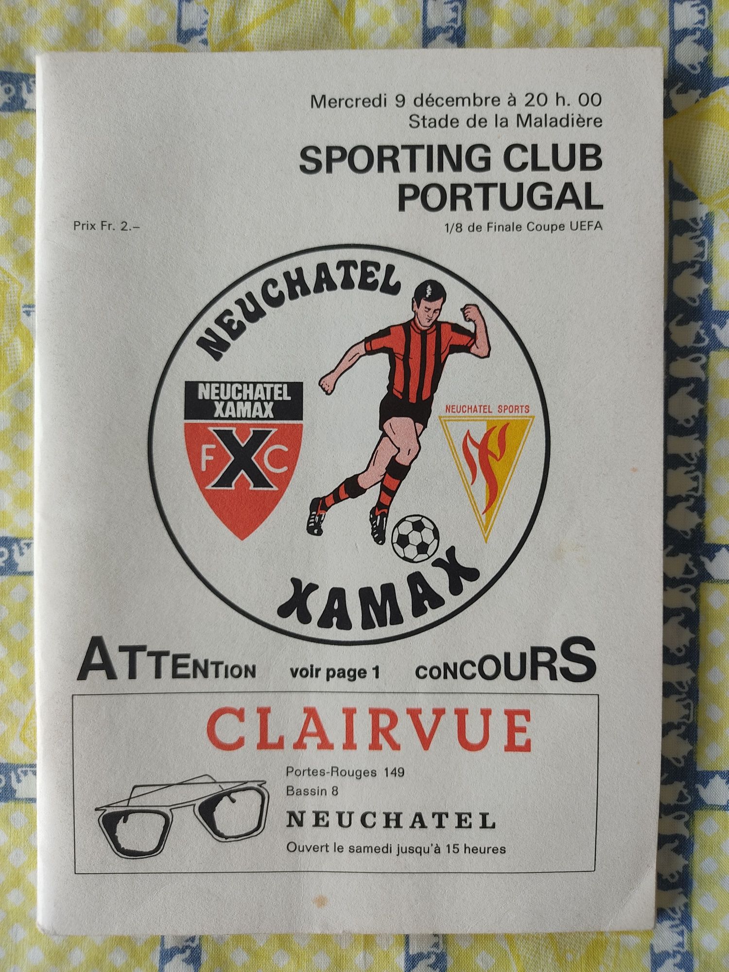 Programa Neuchâtel Xamax Sporting UEFA 1981/82