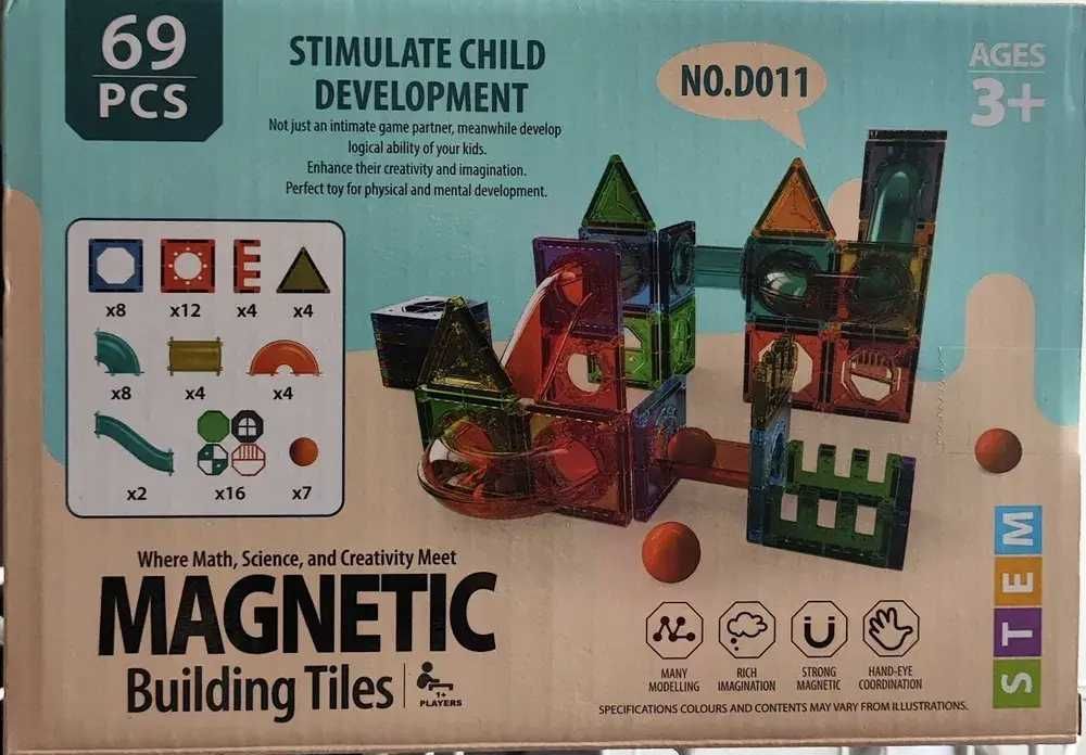 Конструктор магнітний D011 з кульками 69 деталей Magnetic