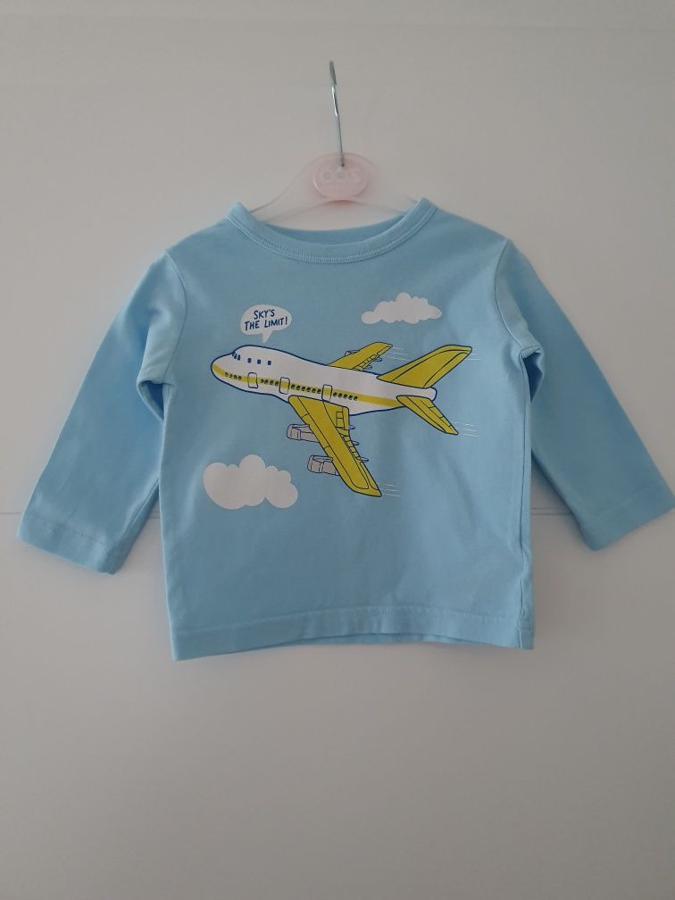 bluzka z długim rękawem baby GAP bluzeczka koszulka samolot 6-12msc