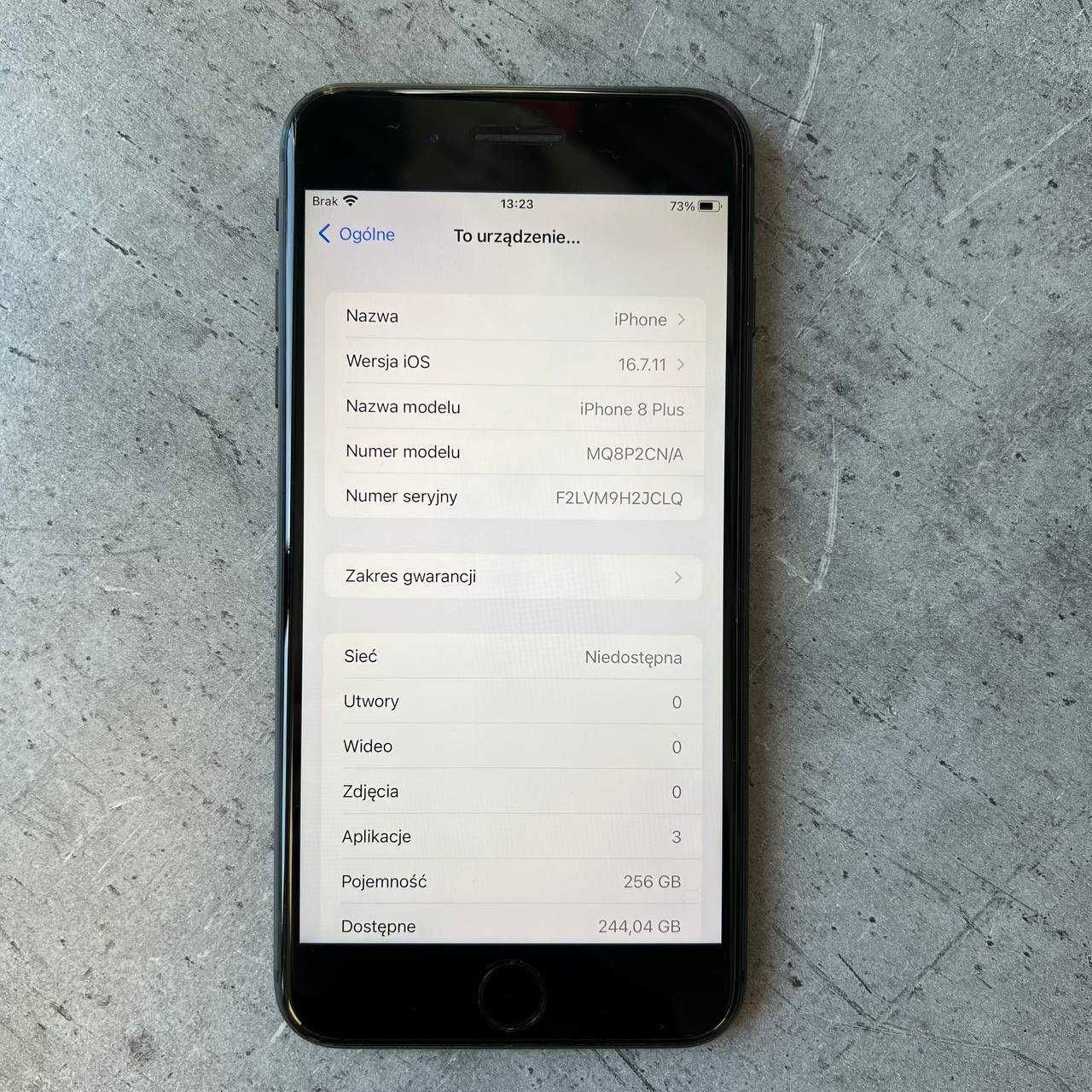 iPhone 8 Plus • Czarny • 256 GB • BAT - 100% • GW 12 m.