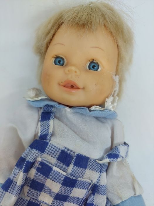 Lalka dla dzieci chłopiec, niebieskie ubranko