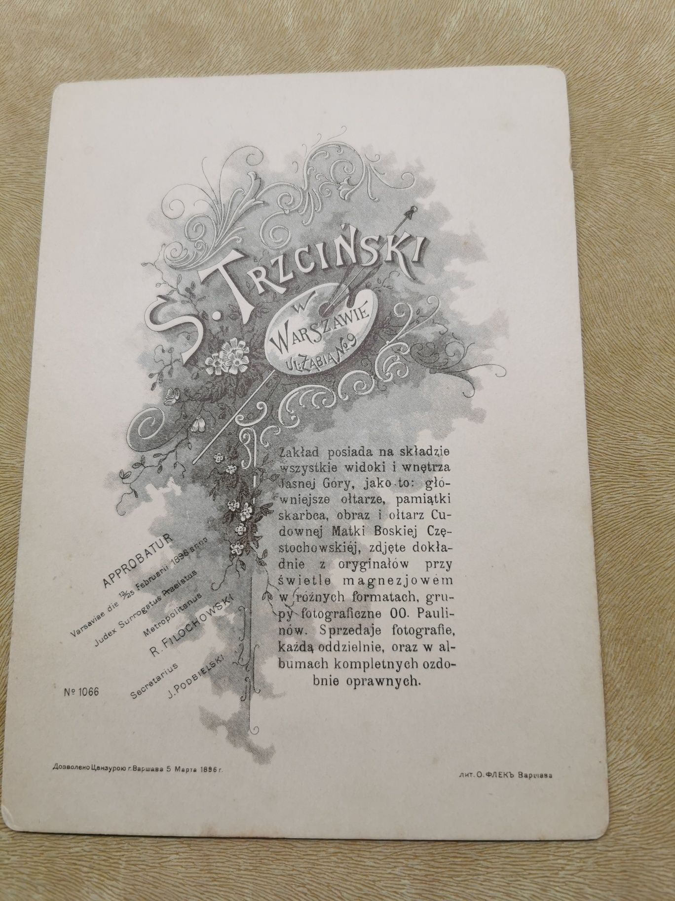 Pamiątka z Jasnej Góry 1896