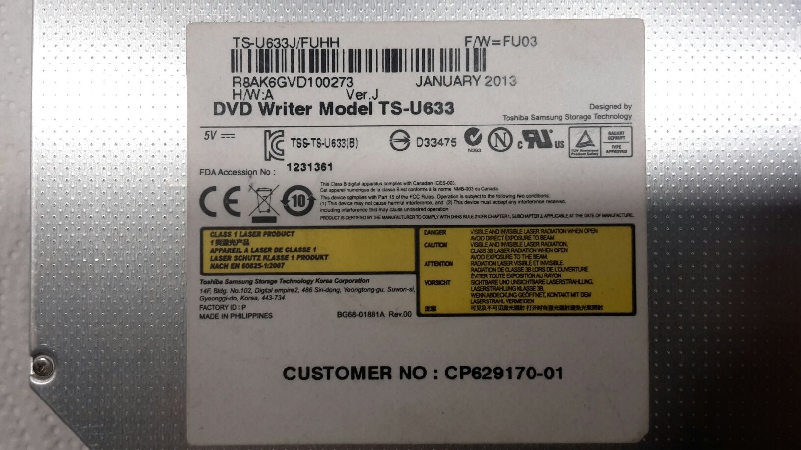 DVD Writer Model TS-U633