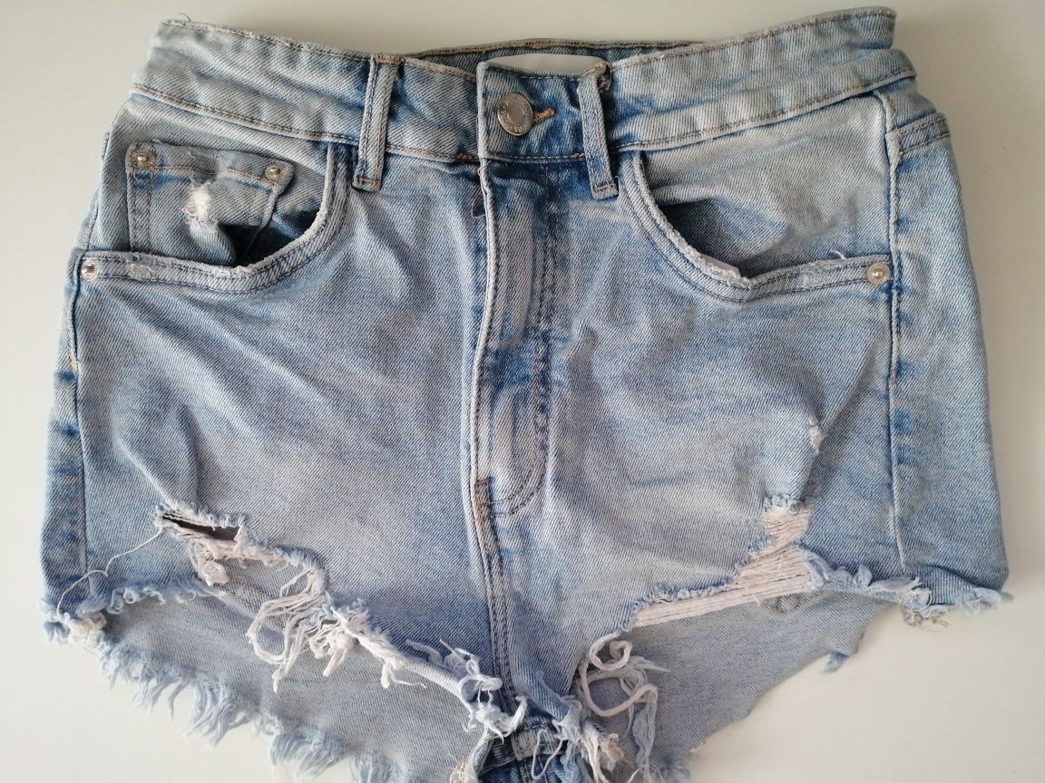 Spodenki szorty jeans jeansowe niebieskie 36 zara