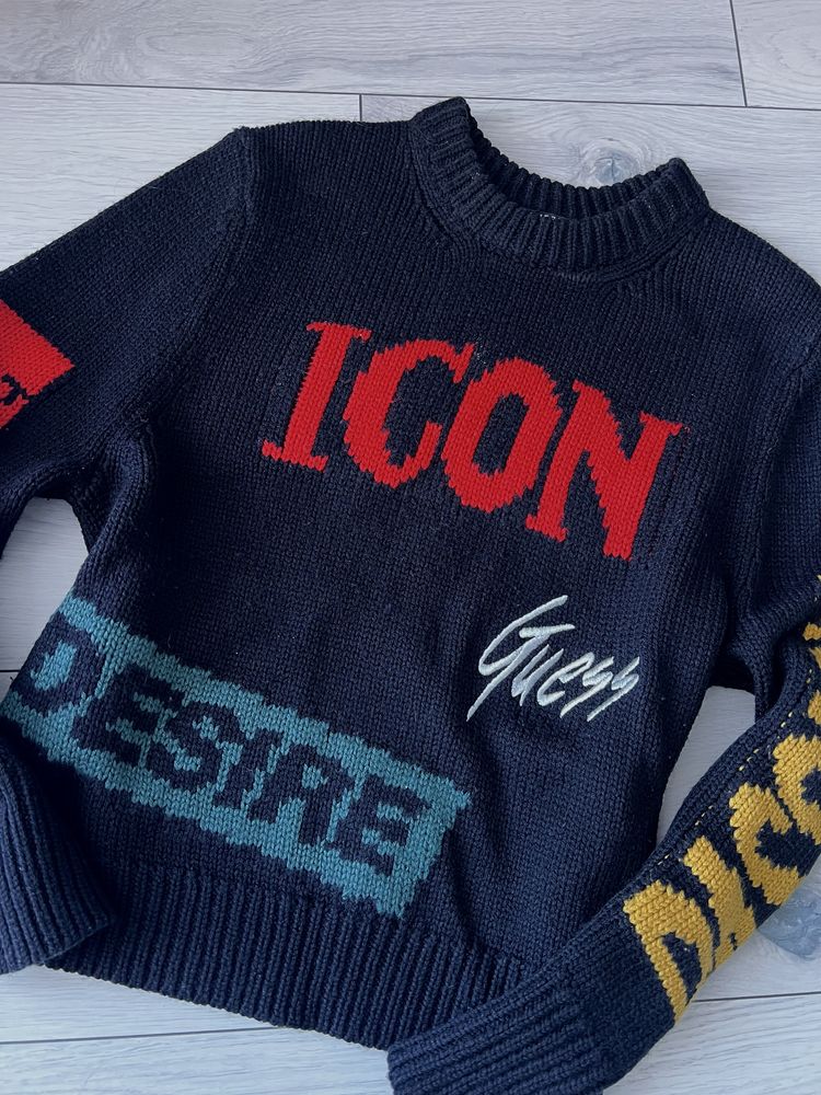 Sweter Guess czarny Icon desire Logo napisy r. S