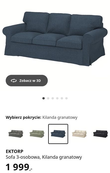 Nowa 1/2 Ceny Sofa Ektorp z Ikea z wymiennym pokryciem