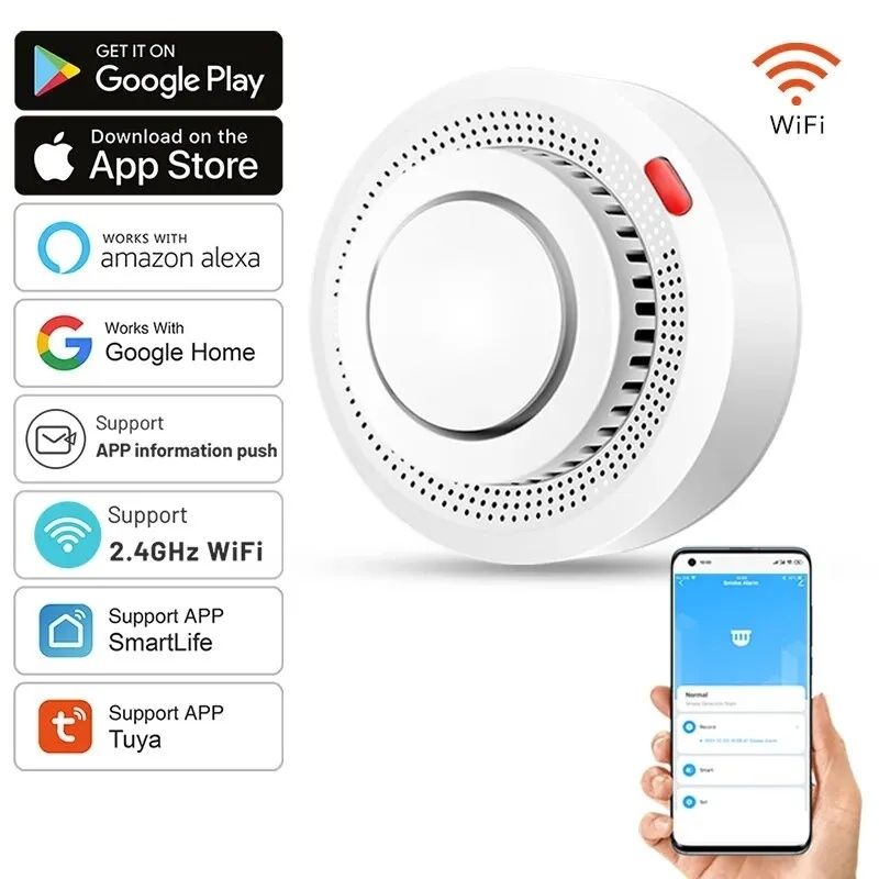 Tuya WiFi Czujnik dymu Ochrona przeciwpożarowa alarm system