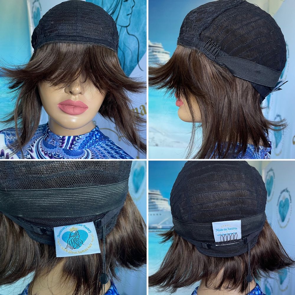 Натуральный парик каре с чёлкой славянские детские волосы русые