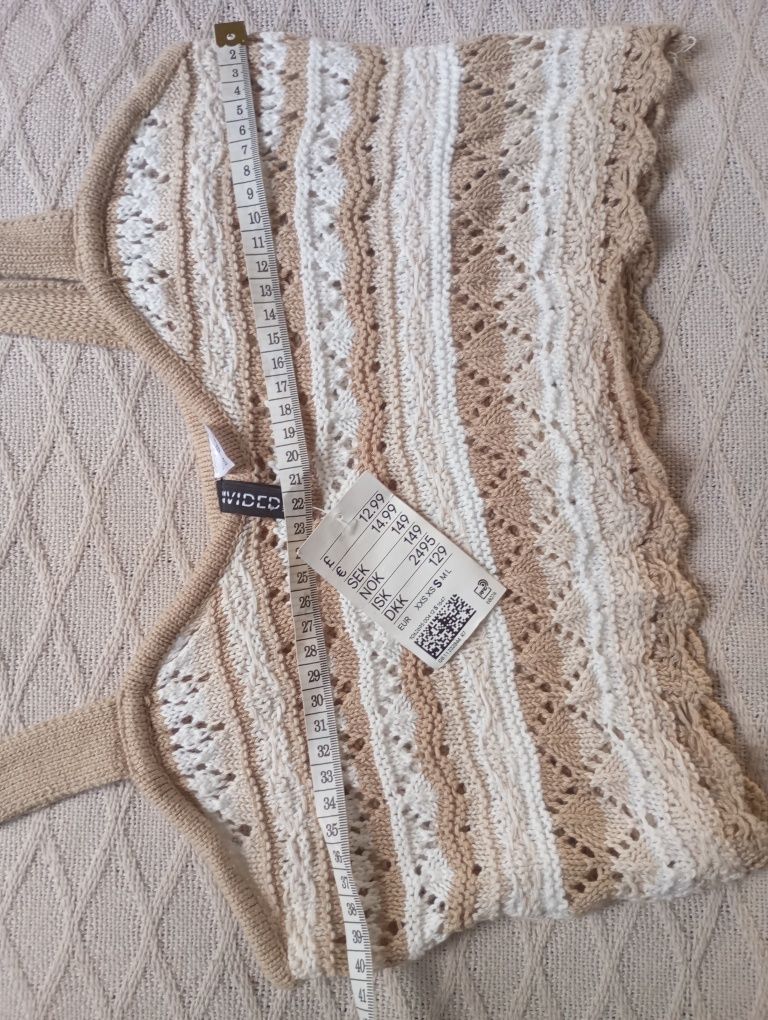 H&M S Krótki NOWY top o wyglądzie szydełkowej robótki
