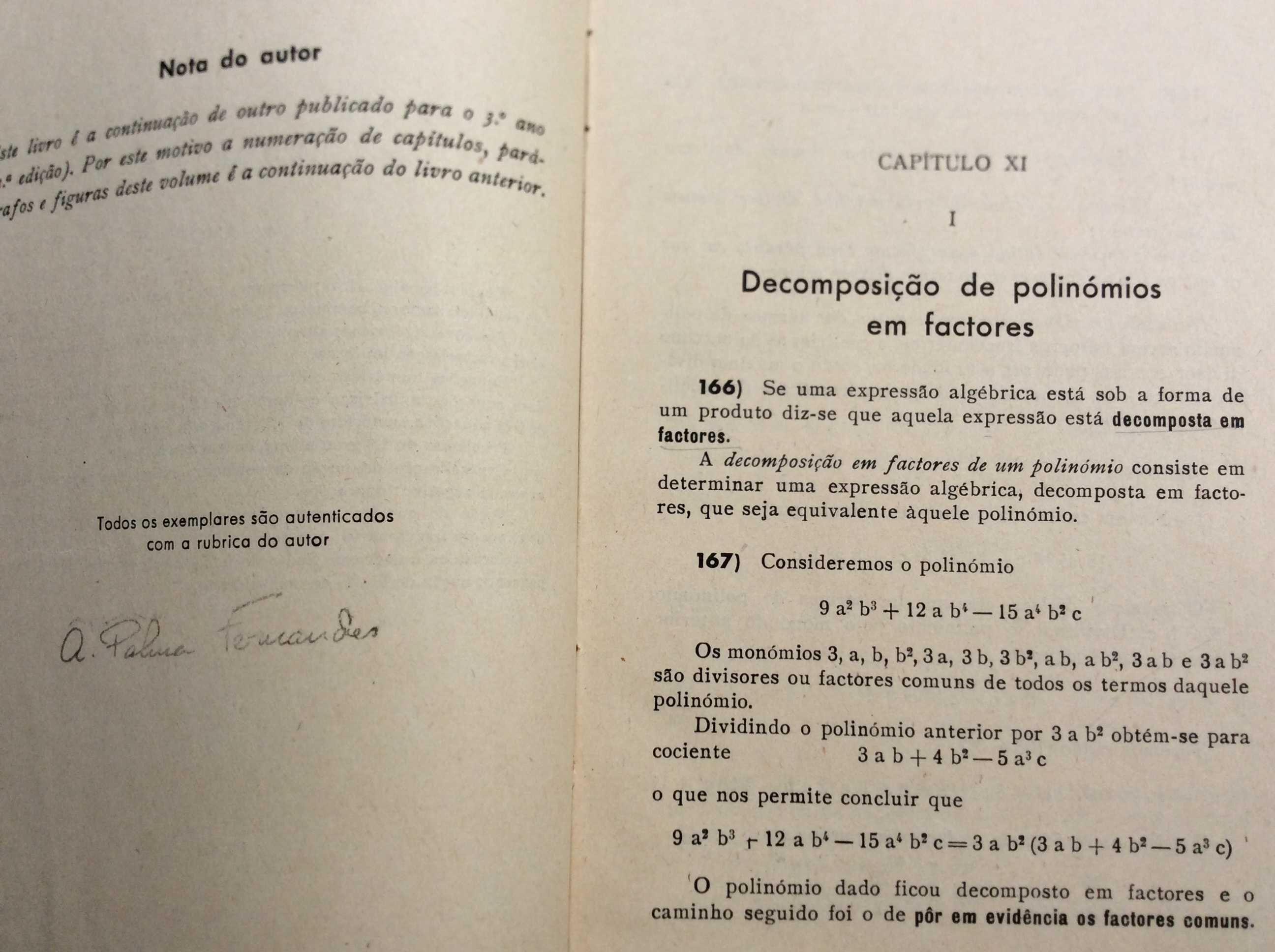 Elementos de álgebra para o 4.º ano dos liceus.