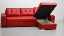 SKÓRA NATURALNA NAROŻNIK spanie pojemnik  6038 sofa, kanapa czerwony