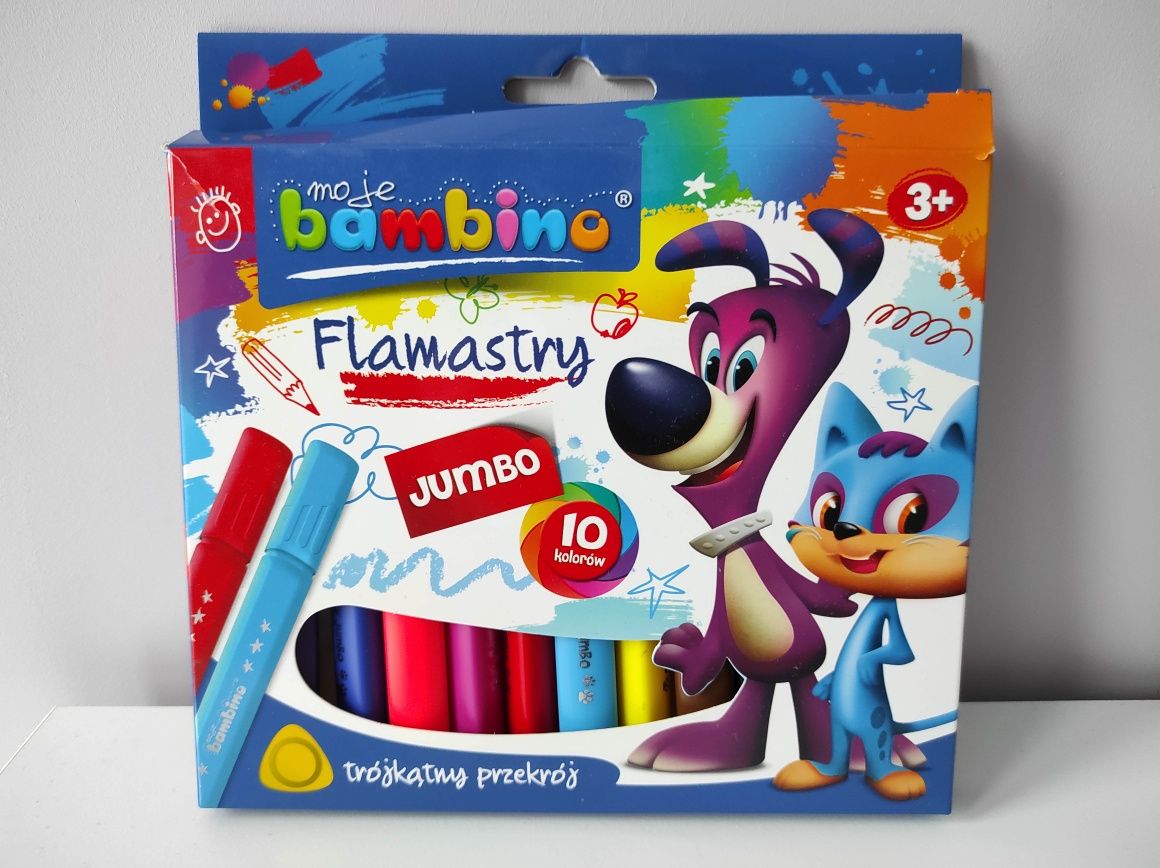 Bambino Jumbo grube trójkątne mazaki pisaki 10 sztuk