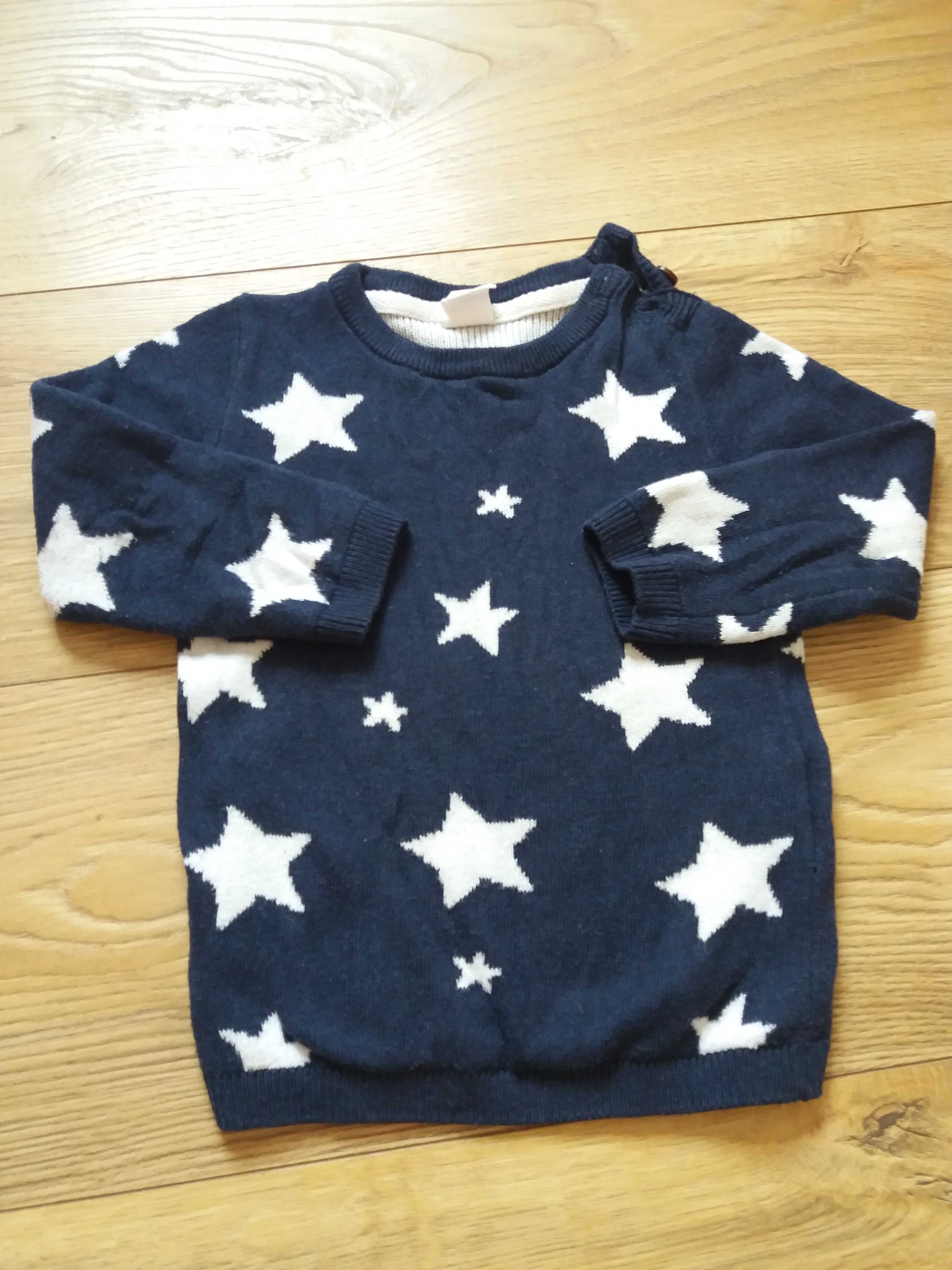 H&M sweterek dla chłopca w gwiazdki r. 80
