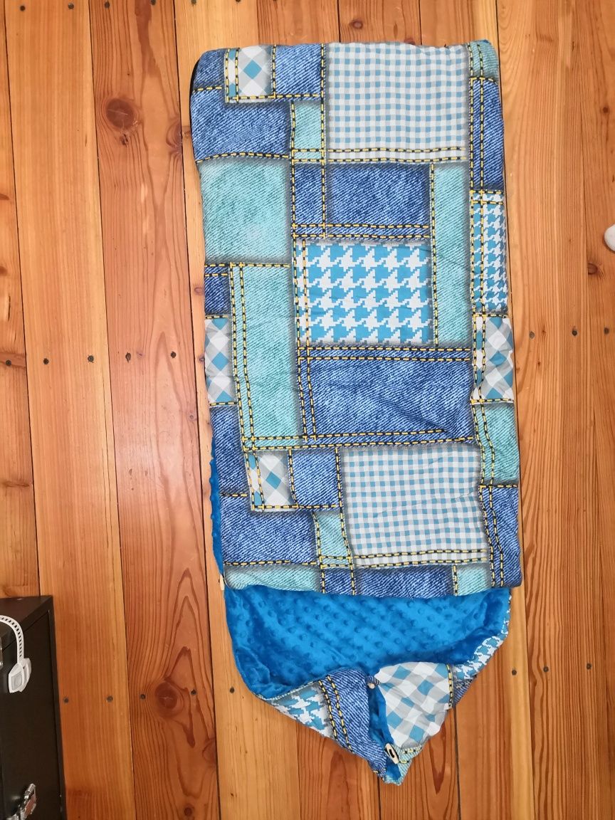 Śpiwór plus mufka zimowy minky patchwork