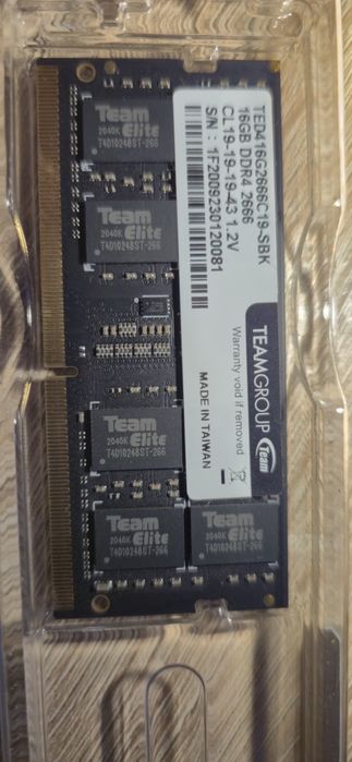 Pamięć TeamGroup 16Gb ddr4 2666 CL19 do laptopa itp.
