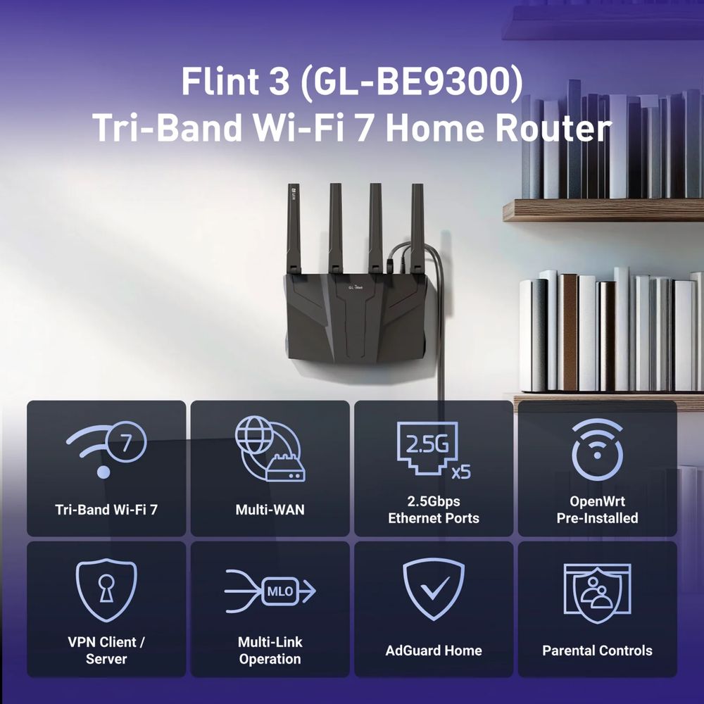 [NEW] 2025 Gl.iNet Flint 3 Wi-Fi 7 GL-BE9300 роутер маршрутизатор