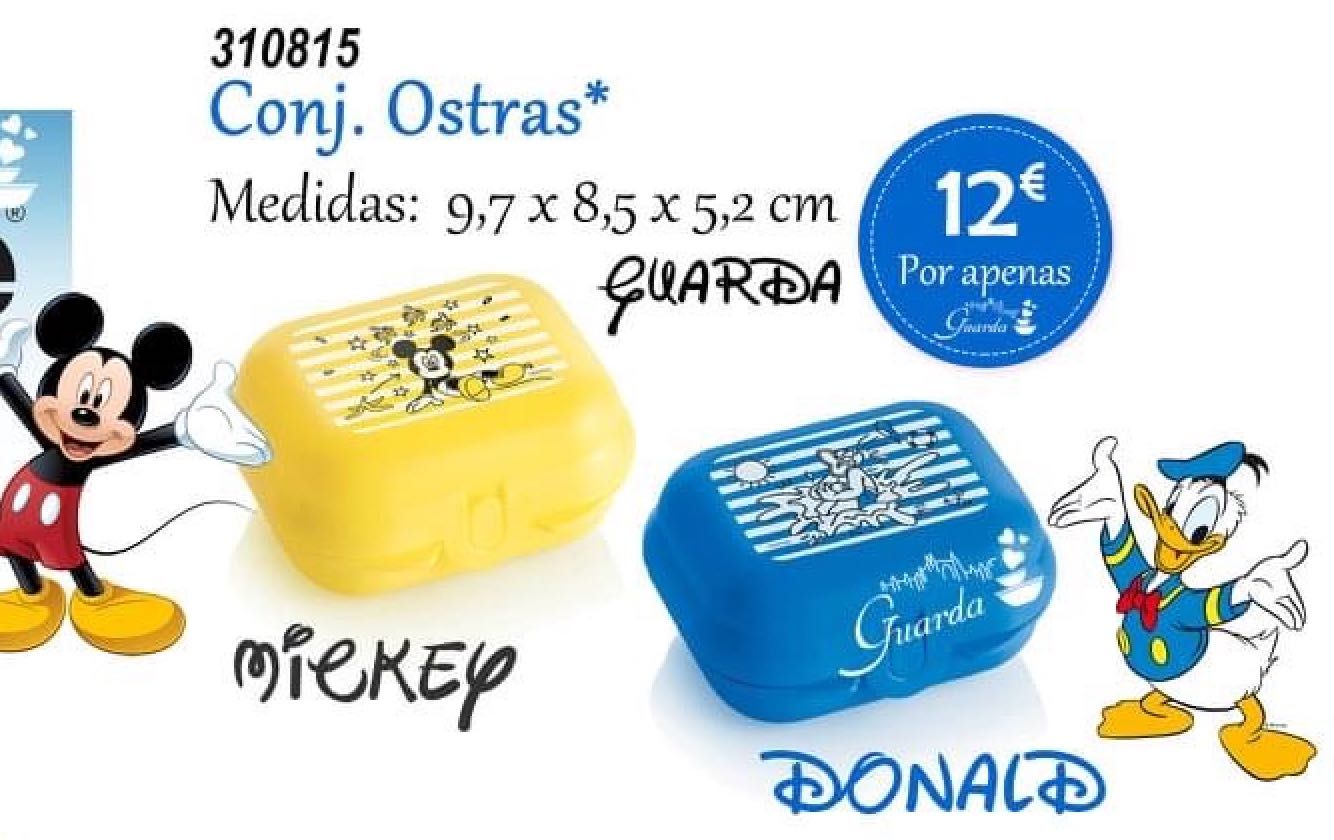 2 Caixas/Ostras Mickey + Donald Tupperware