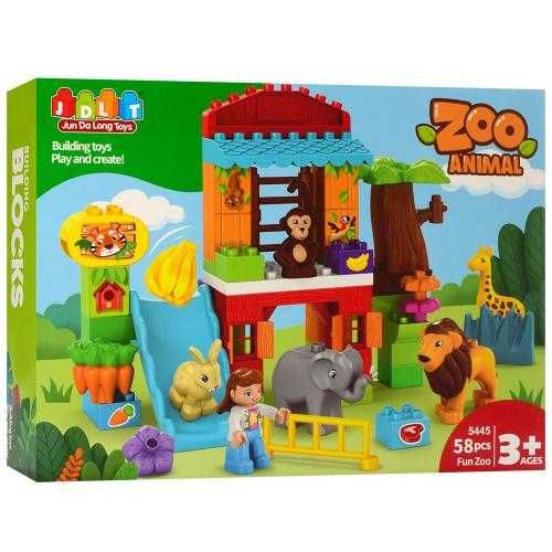 Конструктор Жители зоопарка, 58 деталей, фигурка человека, 5 фигурок