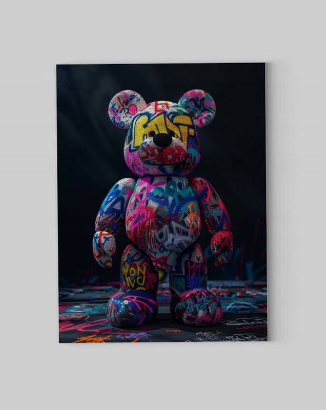 Obraz na płótnie "Grafitti Miś" 60x80 cm - nowoczesna sztuka do wnętrz