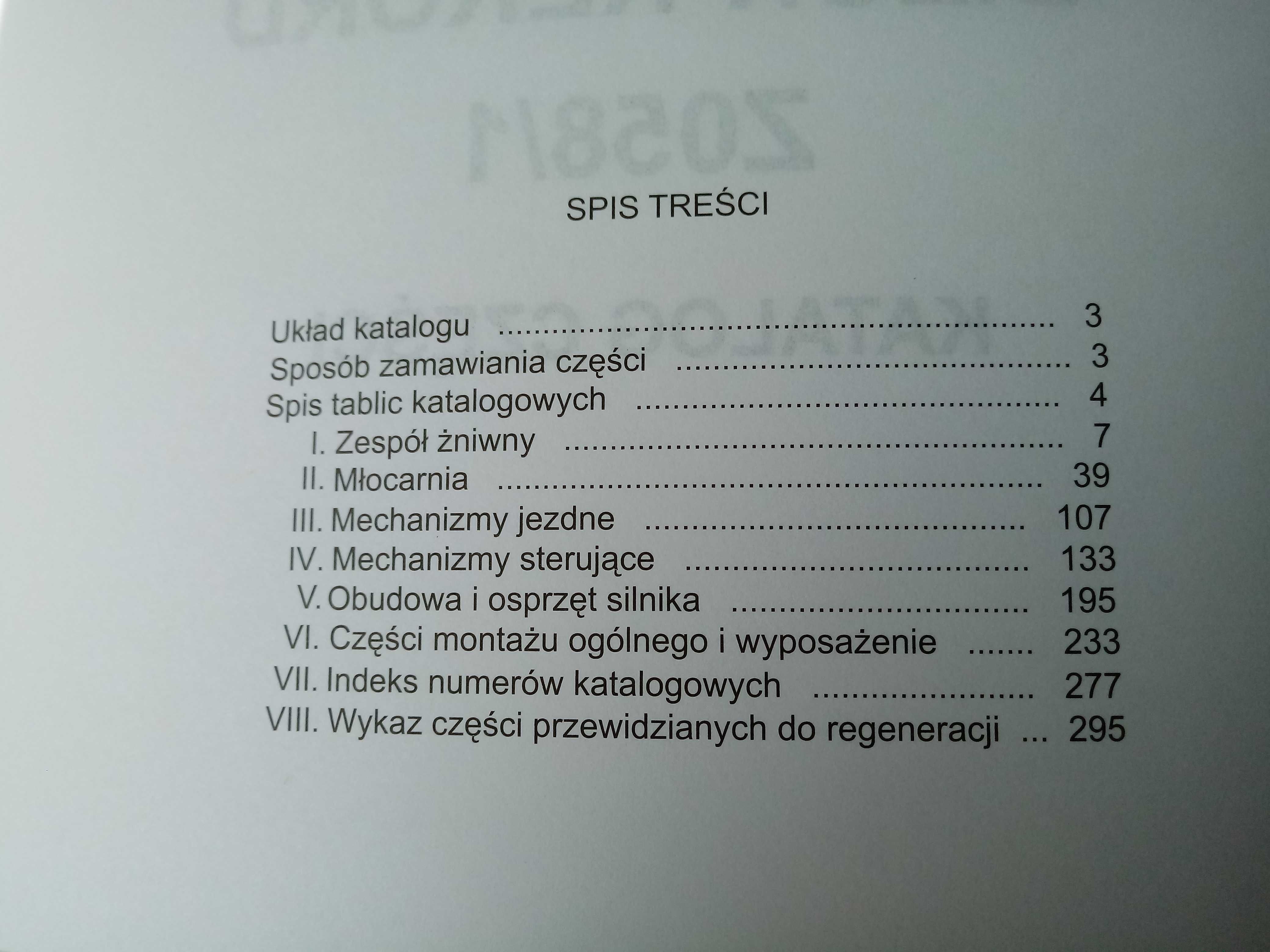 Katalog części zamiennych kombajn zbożowy Bizon Rekord; Z-058/1