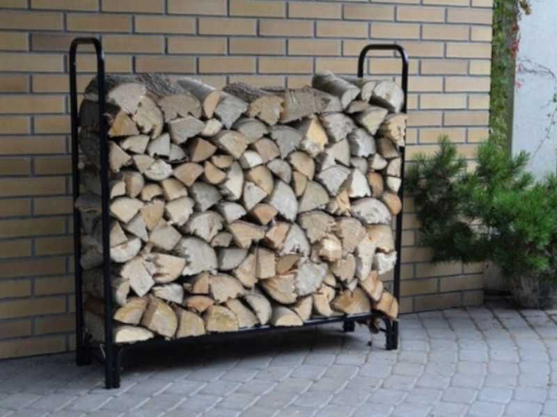 Duży Stojak Na Drewno Kominkowe Z Koszem Metalowym XXL