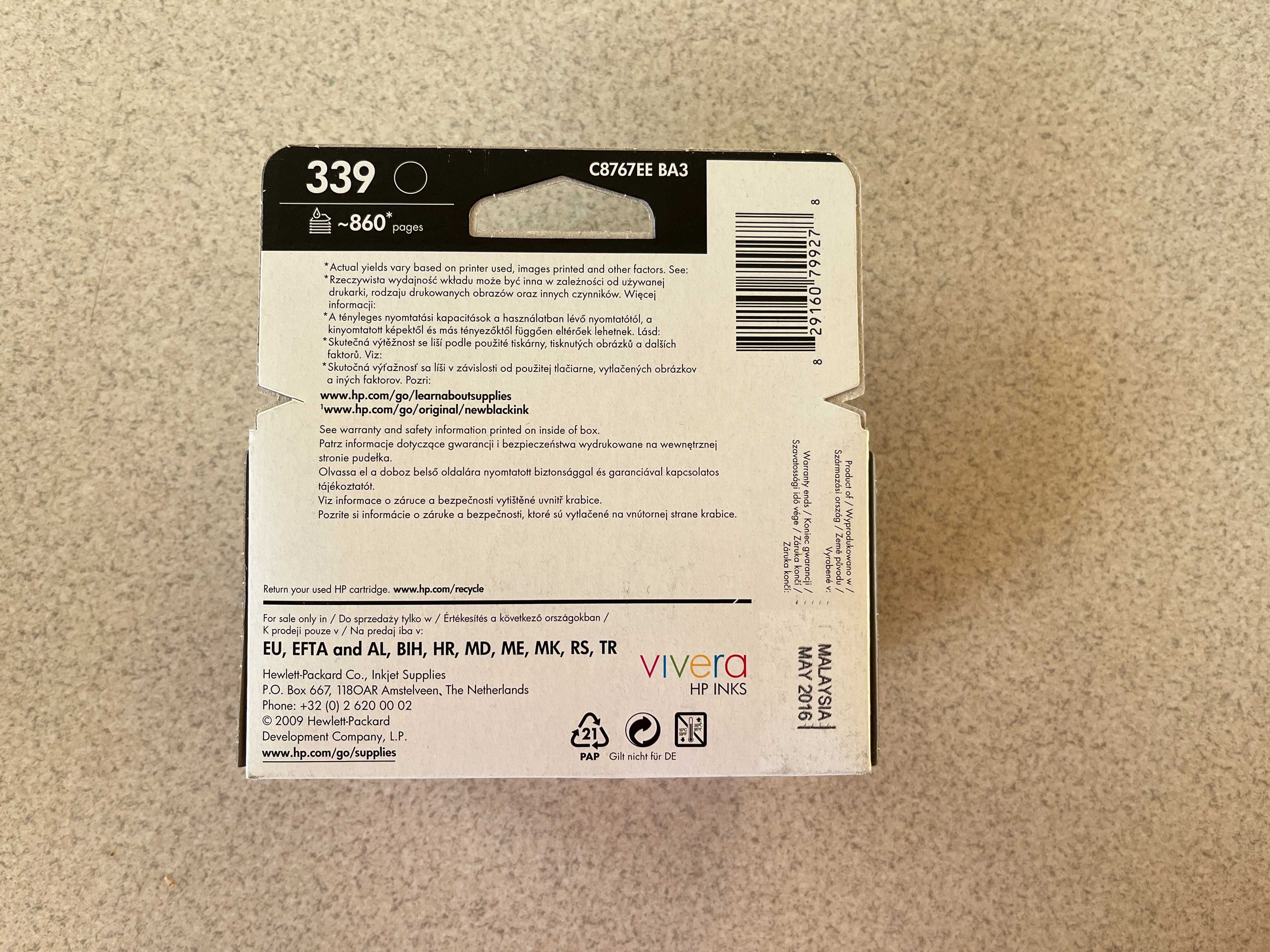Tusz czarny do drukarki HP 339