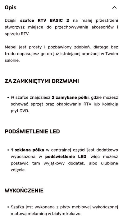 Szafka pod RTV biała