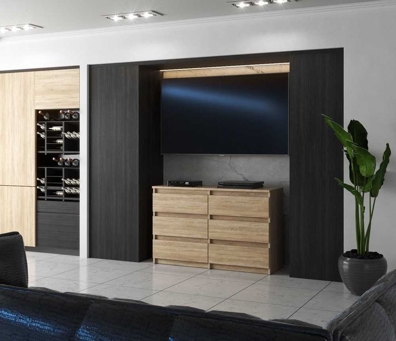 Komoda Nowoczesna Do Salonu 100cm Szafka Hugo 6 Szuflad Młodzieżowa