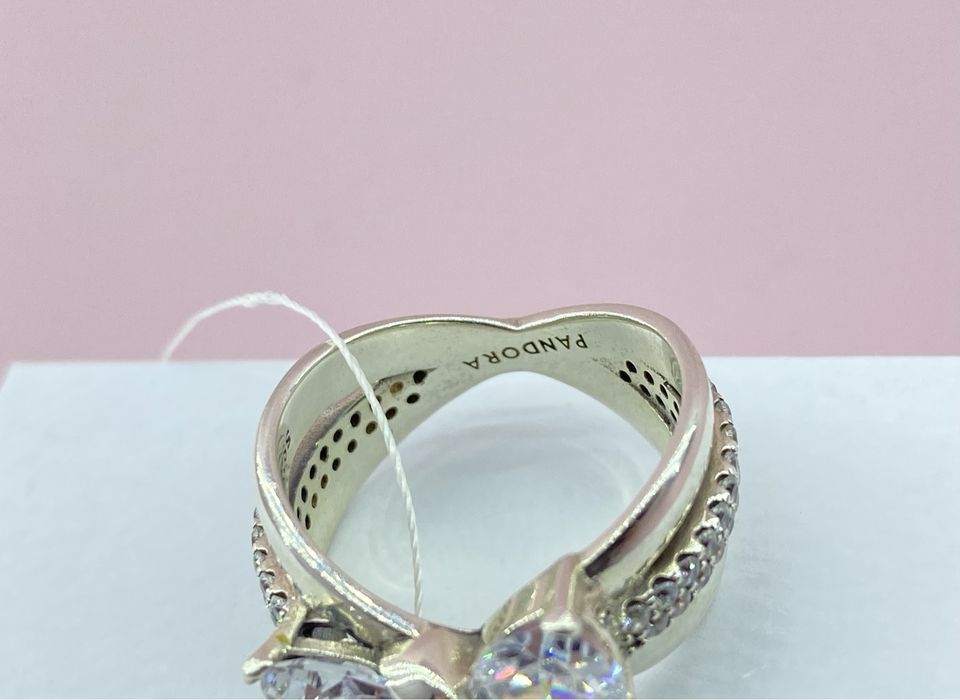 Оригінальна срібна каблучка Pandora «Іскристий бант» Бірка/пломба