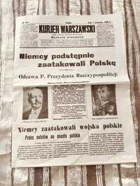 Kurier Warszawski 1 września 1939r replika