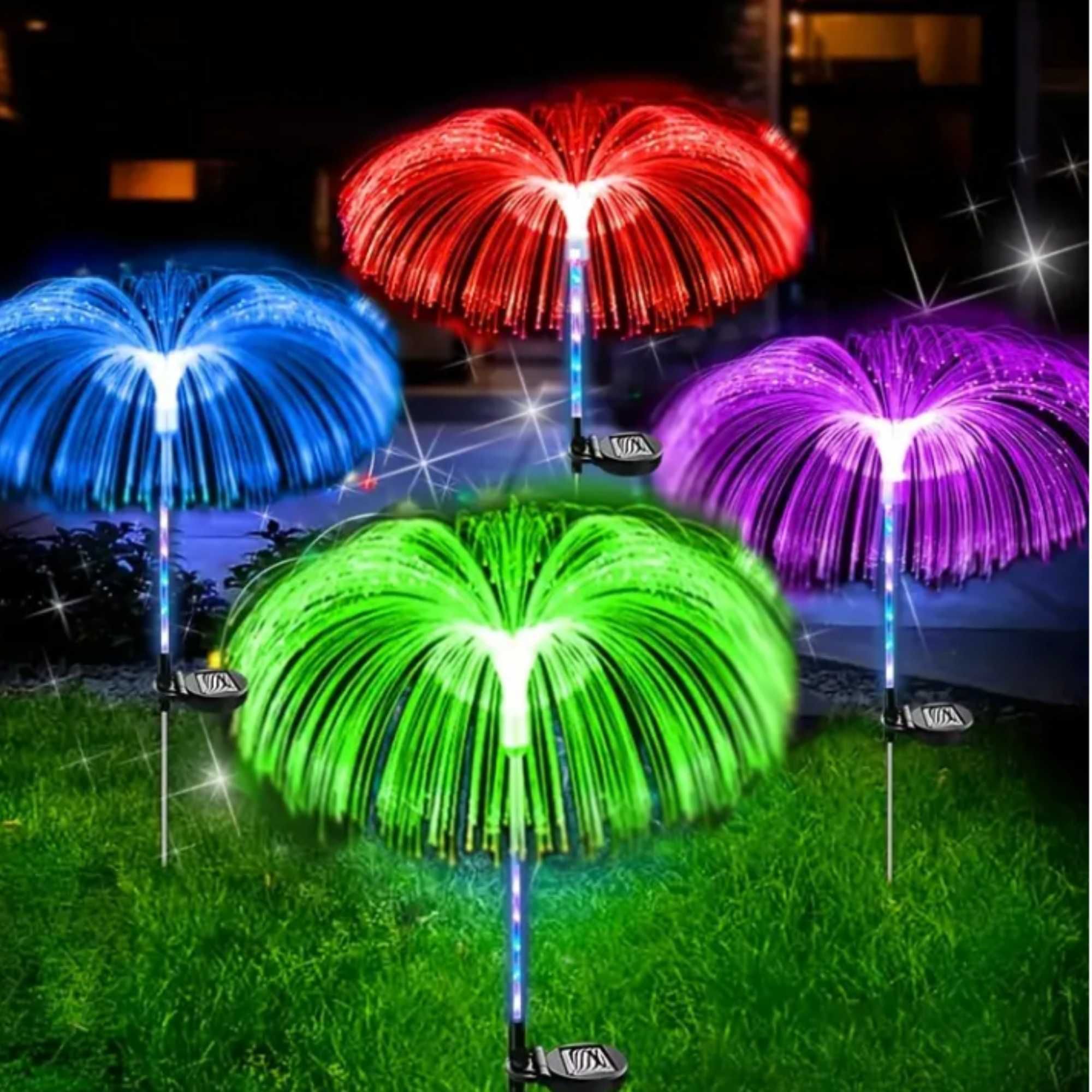 LAMPA Solarna Ogrodowa MEDUZA Wbijana Czujnik Zmierzchu Kolorowa 2 szt