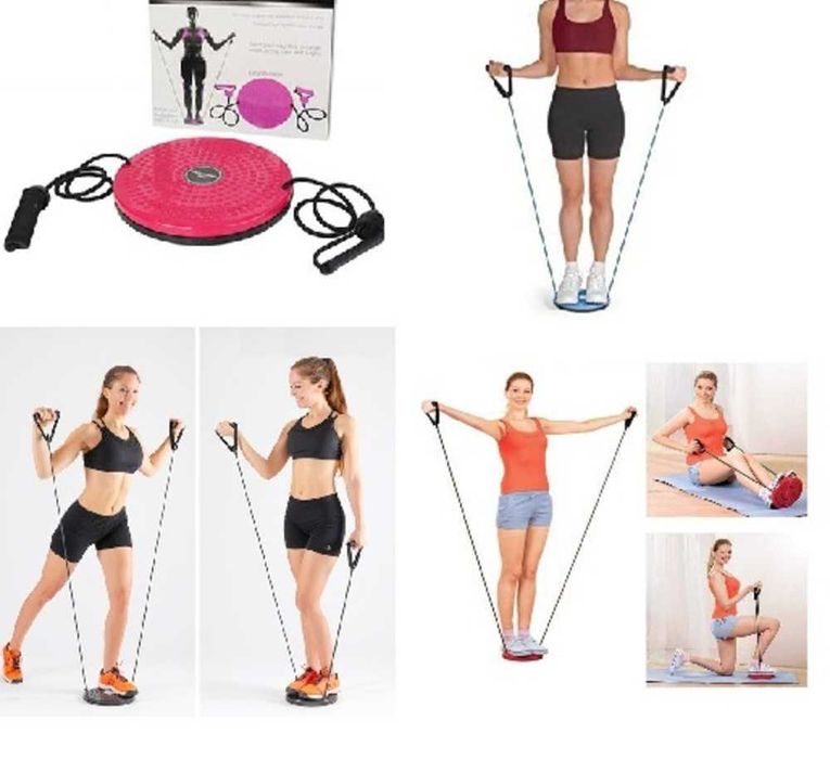 Plataforma de Equilíbrio e Elásticos d força num só equipamento, 2 em1