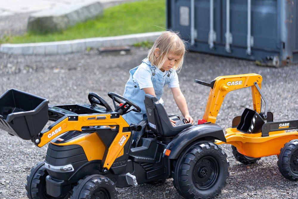 OGROMNY FALK Traktor Koparka na pedały dla dzieci 997Y przyczepa CASE