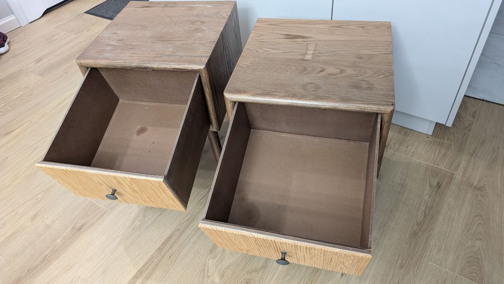 Komplet 2 szafek nocnych | Ryflowane fronty | Styl Mid-Century/Boho