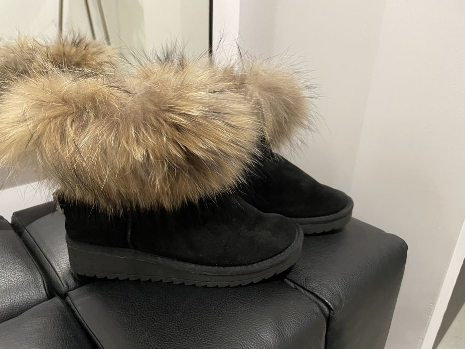 Śniegowce czarne zamszowe jenot naturalny 37 botki