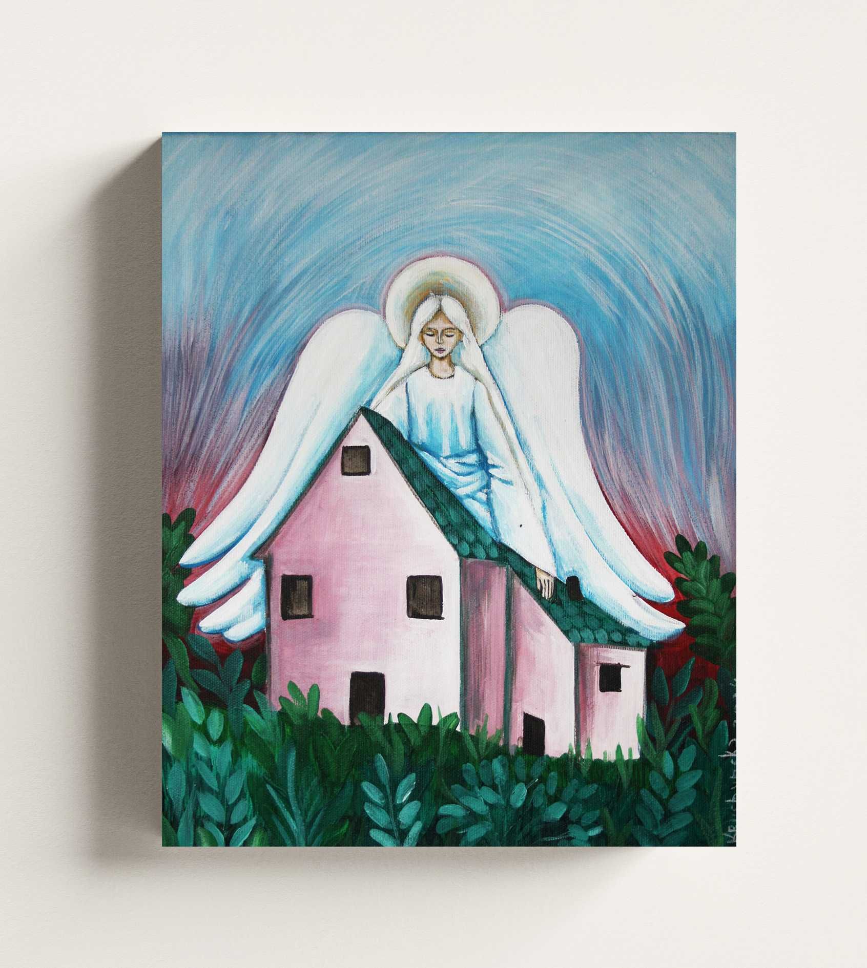 Aniół Stróż obraz ręcznie malowany na płótnie