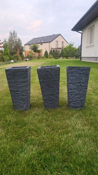 Szara donica ogrodowa 3szt