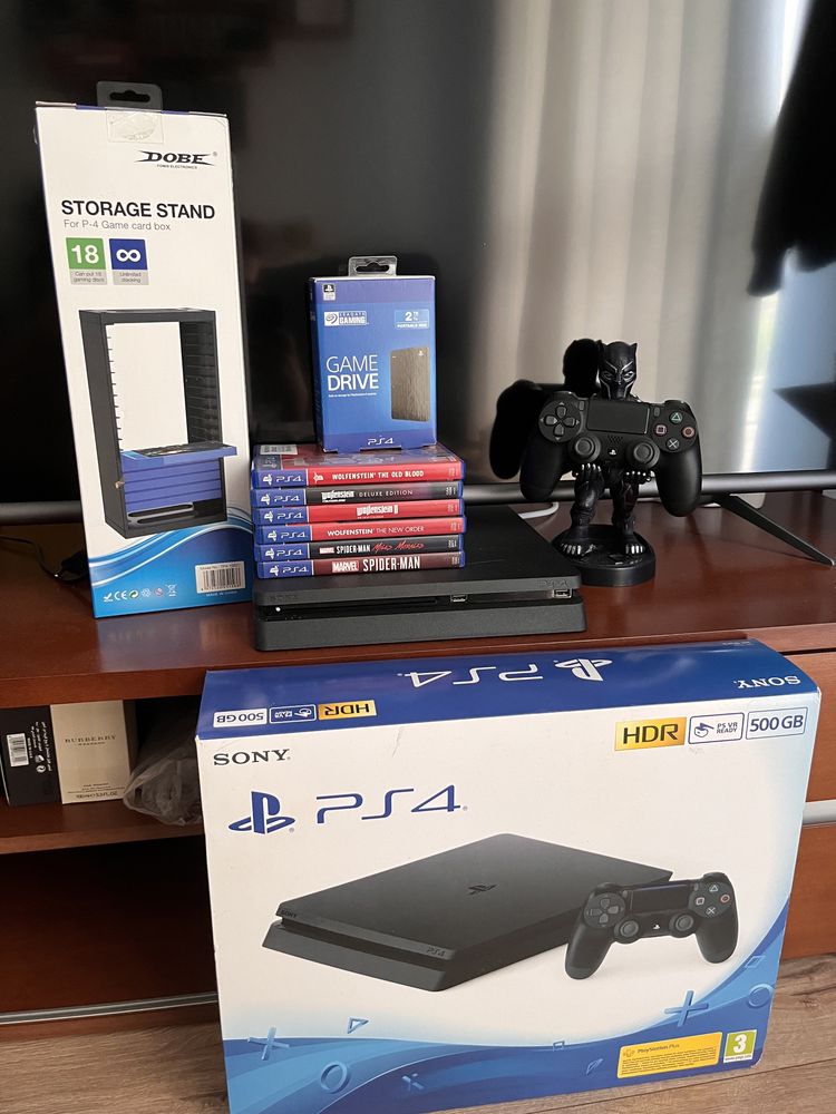 Playstation 4 Slim 500GB +game drive + gry