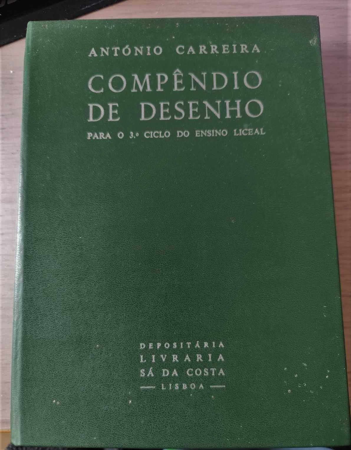 Livro Antigo - Compêndio de Desenho, de António Carreira.