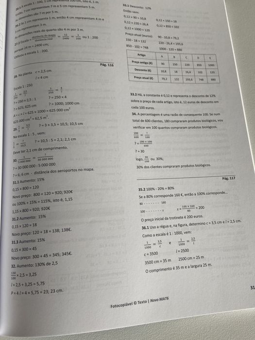 Livro de resoluçoes dos manuais da Novo Mat 6 ano