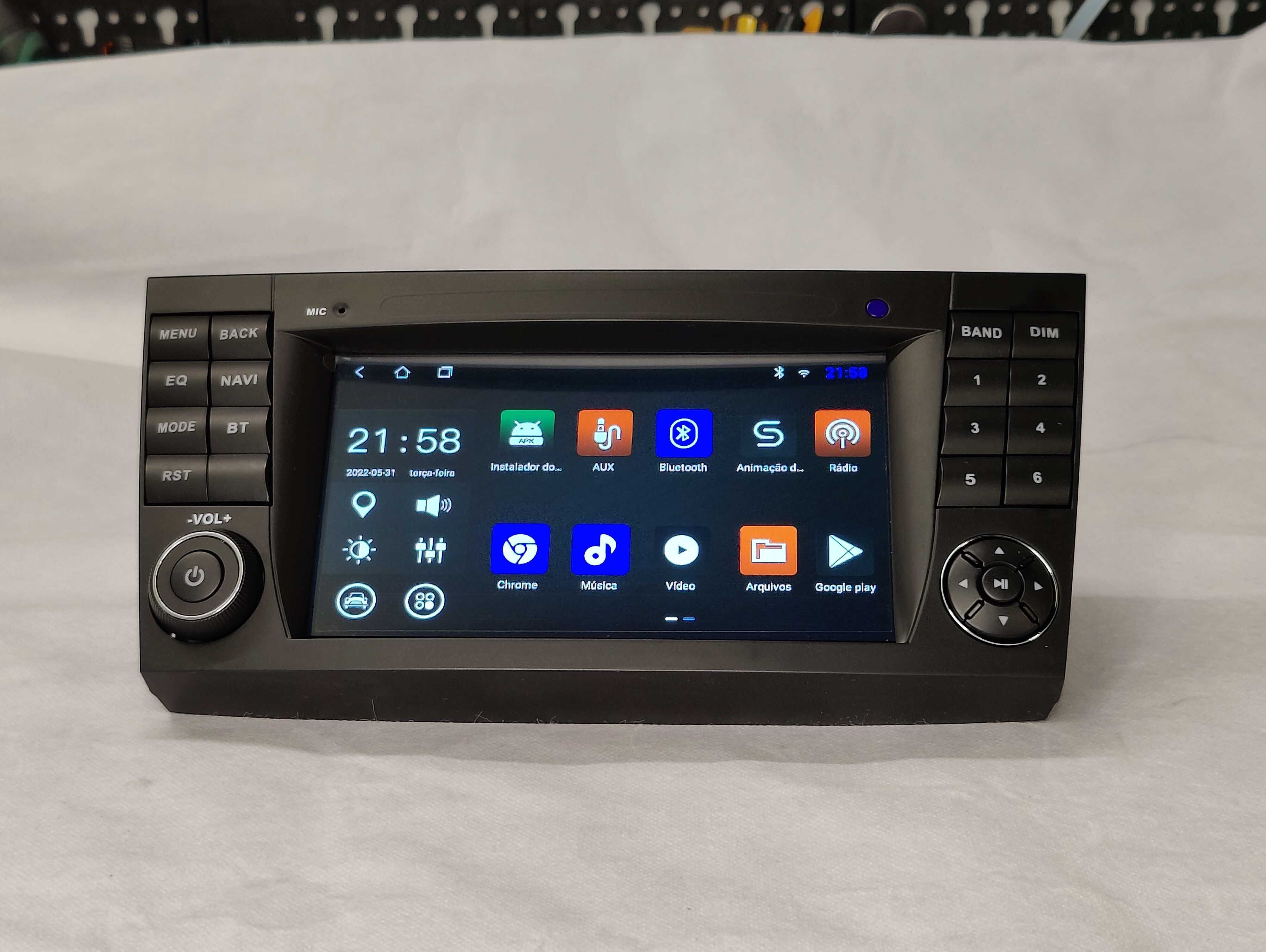 Rádio 2 DIN Android para Mercedes Classe E W211 - Novo Garantia