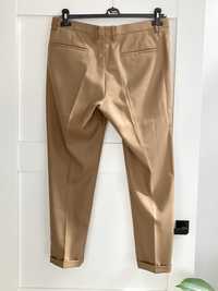 Brązowe męskie spodnie Zara do kostek garniturowe 42