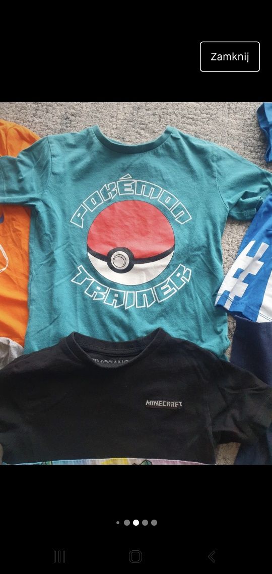 9 sztuk koszulek minecraft , pokemon itd